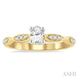 1/6 ctw Oval Shape Round Cut Diamond Semi-Mount Engagement Ring in 14K Yellow and White Gold