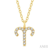 1/10 ctw Aries Round Cut Diamond Zodiac Pendant With Chain in 10K Yellow Gold