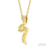 1/20 ctw Snake Petite Round Cut Diamond Fashion Pendant With Chain in 10K Yellow Gold