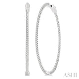 1 Ctw Inside-Out Round Cut Diamond 1 3/4 Inch Hoop Earrings in 14K White Gold