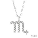 1/10 Ctw Scorpio Round Cut Diamond Zodiac Pendant With Chain in 14K White Gold