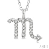 1/10 Ctw Scorpio Round Cut Diamond Zodiac Pendant With Chain in 14K White Gold