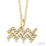1/10 ctw Aquarius Round Cut Diamond Zodiac Pendant With Chain in 14K Yellow Gold