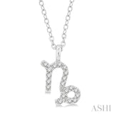 1/10 Ctw Capricorn Round Cut Diamond Zodiac Pendant With Chain in 14K White Gold