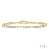 2 Ctw Tri-Prong Round Cut Diamond Tennis Bracelet in 14K Yellow Gold