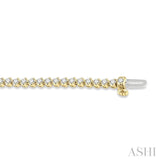 2 Ctw Tri-Prong Round Cut Diamond Tennis Bracelet in 14K Yellow Gold