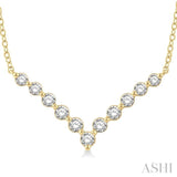 1/2 ctw Chevron Round Cut Diamond Necklace in 14K Yellow Gold