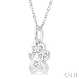 1/20 ctw Dog Paw Petite Round Cut Diamond Fashion Pendant With Chain in 10K White Gold