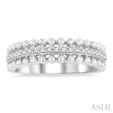 1/5 ctw Ball Bead Border Round Cut Diamond Fashion Band in 14K White Gold