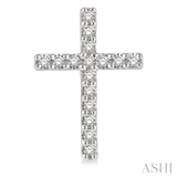 1/10 ctw Cross Round Cut Diamond Petite Fashion Earring in 14K White Gold