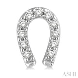 1/10 Ctw Horseshoe Charm Round Cut Diamond Petite Earrings in 10K White Gold