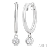 1/10 Ctw Petite Bezel Drop Round Cut Diamond Fashion Huggies in 10K White Gold