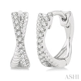 1/6 ctw Petite Criss-Cross Rope and Round Cut Diamond Fashion Huggies in 10K White Gold