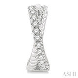 1/6 ctw Petite Criss-Cross Rope and Round Cut Diamond Fashion Huggies in 10K White Gold