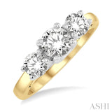 1 1/2 Ctw Past, Present and Future Round Cut Diamond Precious Ring in 14K Yellow and White Gold