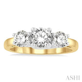 1 1/2 Ctw Past, Present and Future Round Cut Diamond Precious Ring in 14K Yellow and White Gold