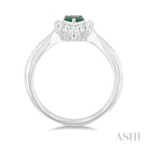 1/3 ctw Pear Cut 6X4 MM Emerald and Round Cut Diamond Precious Ring in 14K White Gold