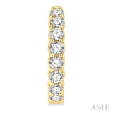 3 ctw Inside-Out Round Cut Diamond Hoop Earrings in 14K Yellow Gold