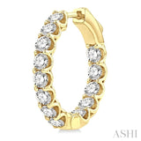 3 ctw Inside-Out Round Cut Diamond Hoop Earrings in 14K Yellow Gold