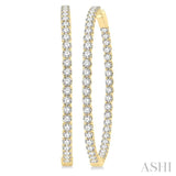 10.00 ctw Inside-Out Round Cut Diamond 2-Inch Hoop Earrings in 14K Yellow Gold