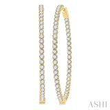 7 ctw Inside-Out Round Cut Diamond 2-Inch Hoop Earrings in 14K Yellow Gold