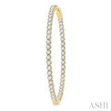 7 ctw Inside-Out Round Cut Diamond 2-Inch Hoop Earrings in 14K Yellow Gold