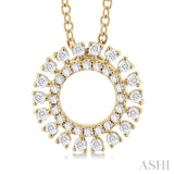 1/4 Ctw Circle Round Cut Diamond Fashion Pendant With Chain in 10K Yellow Gold