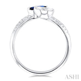 1/3 ctw Toi Et Moi 6X3MM Marquise Cut Sapphire and 1/4 ctw Marquise & Round Cut Diamond Precious Fashion Ring in 14K White Gold