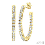 3/4 Ctw French Pave Set Round Cut Diamond Fashion Half Hoop Earrings in 14K Yellow Gold