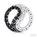1/5 Ctw Petite Yin Yang Black & White Round Cut Diamond Fashion Stud Earrings in 10K White Gold