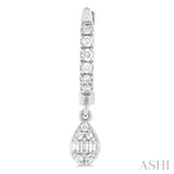 1/3 ctw Petite Pear Shape Fusion Diamond Fashion Huggies in 10K White Gold