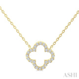 1/8 Ctw Petite Clover Round Cut Diamond Fashion Pendant With Chain in 10K Yellow Gold