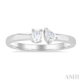 1/3 ctw Toi Et Moi Oval and Pear Cut Diamond Open Fashion Ring in 14K White Gold