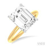 1/10 ctw Emerald Shape Round Cut Diamond Semi Mount Engagement Ring in 14K Yellow and White Gold