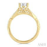 1/2 ctw Round Shape Lovebright Marquise Carved Round Cut Diamond Engagement Ring in 14K Yellow and White Gold