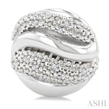 1/10 Ctw Bold Twisted Rib Round Cut Diamond Pirouette Bold Fashion Stud Earring in Sterling Silver