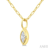 1/5 Ctw Marquise Cut Bezel Set Diamond Fashion Pendant With Paperclip Chain in 14K Yellow Gold
