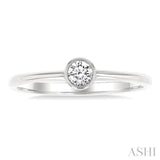 1/6 Ctw Petite Bezel Set Round Cut Diamond Fashion Ring in 10K White Gold