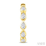 1 Ctw Bezel Set Pear Cut Diamond Fashion Hoop Earrings in 14K Yellow Gold