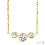 1/4 Ctw Past, Present & Future 3-Stone Bezel Set Round Cut Diamond Necklace in 14K Yellow Gold