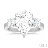 1 1/10 Ctw Tri-Mount Pear Shape Round Cut Diamond Semi Mount Engagement Ring in 14K White Gold