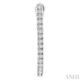 1/10 Ctw Round Cut Diamond Fashion Hoop Earrings in 10K White Gold