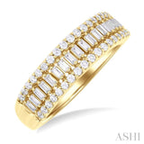 1/2 ctw Channel Set Baguette and Round Cut Diamond Fashion Band in 14K Yellow Gold