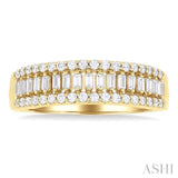 1/2 ctw Channel Set Baguette and Round Cut Diamond Fashion Band in 14K Yellow Gold