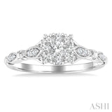 3/8 Ctw Round Lovebright Diamond Engagement Ring in 14K White Gold