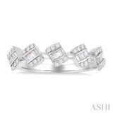 1/3 ctw Cushion Shape 5-Mount Fusion Baguette and Round Cut Diamond Fashion Ring in 14K White Gold