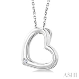 1/50 Ctw Heart Frame Round Cut Diamond Fashion Pendant With Chain in Sterling Silver