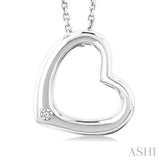 1/50 Ctw Heart Frame Round Cut Diamond Fashion Pendant With Chain in Sterling Silver