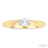 1/3 ctw East-West Set Pear Cut Diamond Solitaire Fashion Ring in 14K Yellow Gold