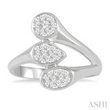 1/3 ctw Lovebright Interlocked Mixed Shape Mounts Round Cut Diamond Fashion Ring in 10K White Gold